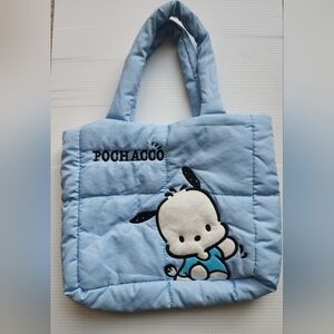 Sanrio Pochacco Blue Quilted Puffer Tote Bag Kawaii Cute